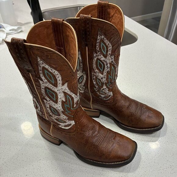 Ariat Nighthawk Western Boots Men’s 9EE Wide Square Toe Brown Leather EUC - Picture 3 of 7